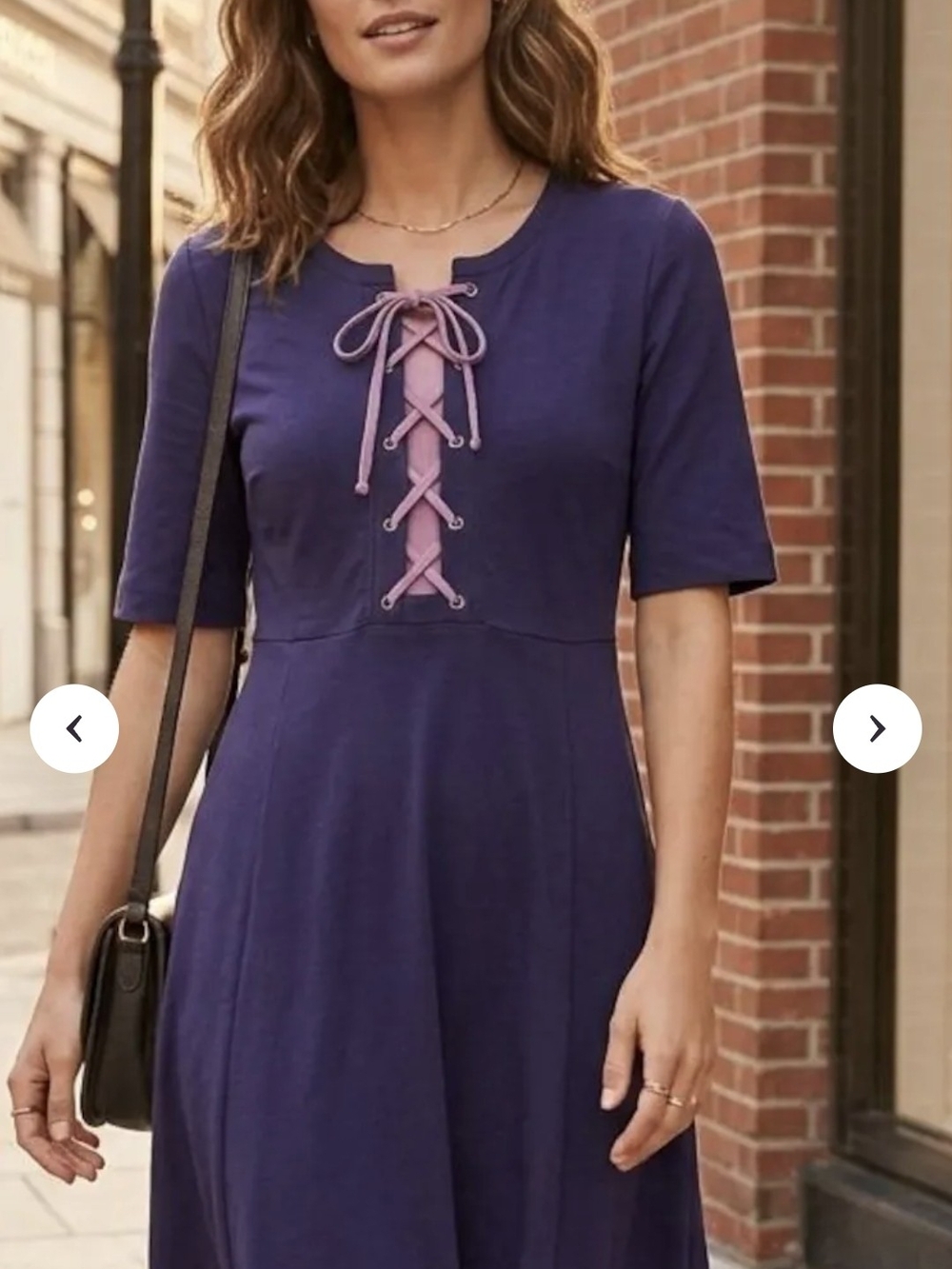 Maeve Anthropologie Purple Lace Up Placket Midi Dress Size M
